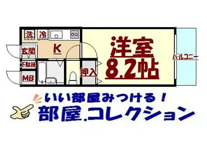 小倉飯店ビル(1K/2階)の間取り写真