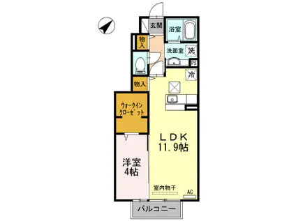 ヴィルセイン武久(1LDK/1階)の間取り写真