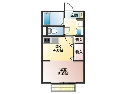 サンライズ風越(1K/1階)の間取り写真