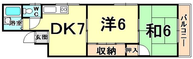 メゾンオオギ(2DK/2階)の間取り写真