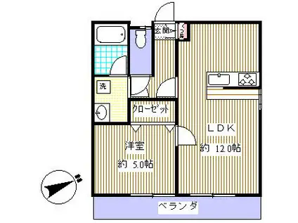 ミヤビコーポIII(1LDK/2階)の間取り写真