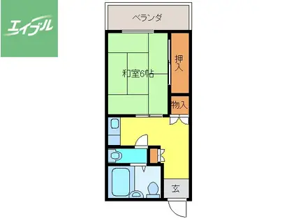 角海老ビル(1DK/5階)の間取り写真