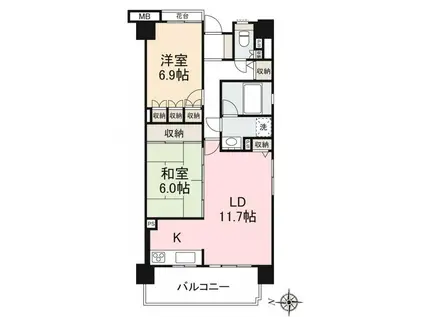 サーパスシティ栗林(2LDK/2階)の間取り写真