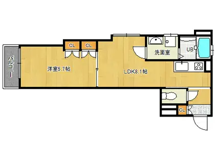 クリエオーレ中野本町(1LDK/2階)の間取り写真