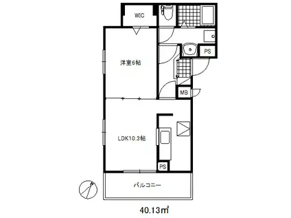 ベルヴェレ熊野(1LDK/1階)の間取り写真