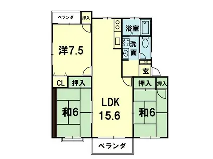 平成ウッディヴィラ 1棟(3LDK/2階)の間取り写真