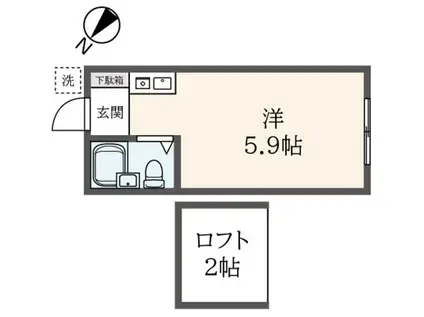 ペアパレス桜上水(ワンルーム/2階)の間取り写真