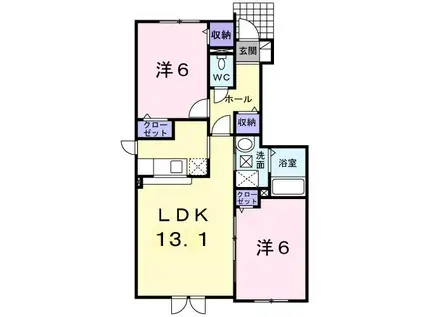 ハーモニーチルド(2LDK/1階)の間取り写真