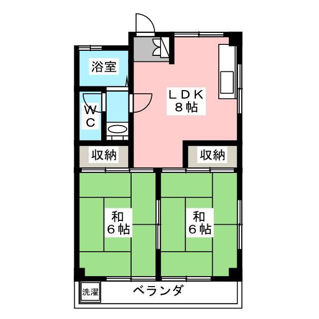 第2晴美ハイツ(2LDK/3階)の間取り写真