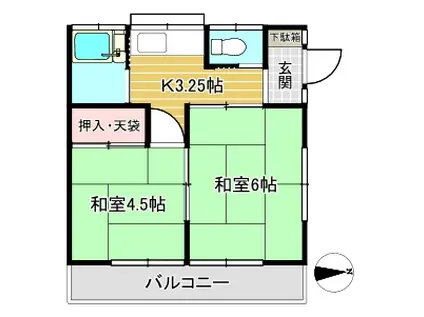 岩井荘(2K/2階)の間取り写真