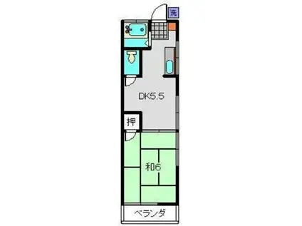 志村アパート(1DK/2階)の間取り写真