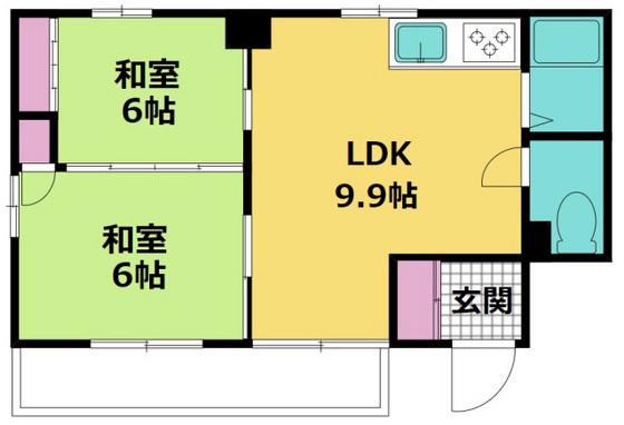 高橋ビル(2LDK/2階)の間取り写真