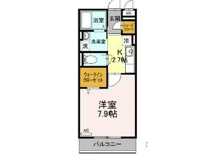 BLESS辻堂(1K/2階)の間取り写真