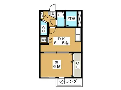 第三ハイツ山本(1DK/3階)の間取り写真