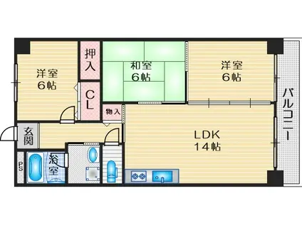 グリーンハイム千里II(3LDK/3階)の間取り写真