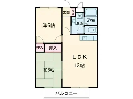 フォブール勅使B(2LDK/2階)の間取り写真