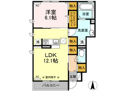 LIVE葵(1LDK/1階)の間取り写真