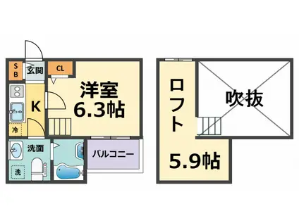 ブロッサムイマヅ(1K/2階)の間取り写真