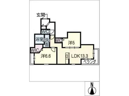 シャトー本郷東館(2LDK/2階)の間取り写真
