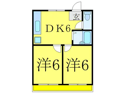 蕨北野マンション(2DK/4階)の間取り写真