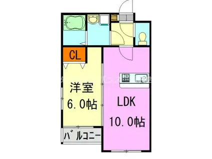 カーサメイプル千葉中央(1LDK/3階)の間取り写真