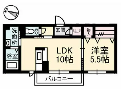 リコシェーナIII(1LDK/2階)の間取り写真