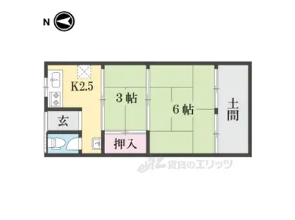 青山アパート(2K/1階)の間取り写真