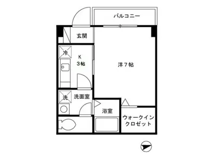 ボンヌール菊野台(1K/1階)の間取り写真