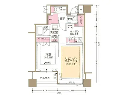 フロール横濱関内(1LDK/12階)の間取り写真