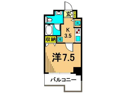 プライマル大井仙台坂(1K/3階)の間取り写真