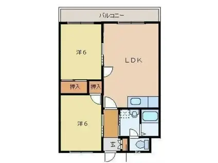 丸円第三ビル(2LDK/5階)の間取り写真