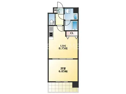 グランシス天満橋(1LDK/10階)の間取り写真