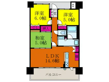 ディモア千里丘(3LDK/11階)の間取り写真