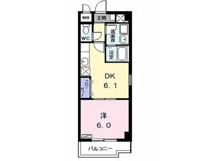 サンリット中郷(1DK/4階)の間取り写真