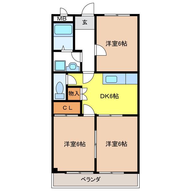 フォレストハイム21(3DK/3階)の間取り写真