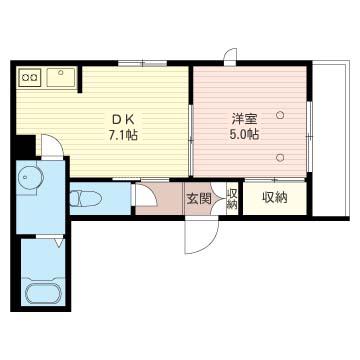 クオレール池上(1DK/1階)の間取り写真