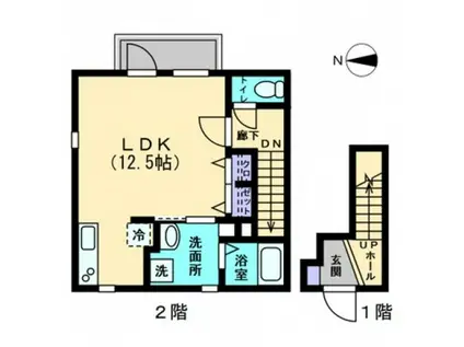 SWEDISH HOLM(1K/2階)の間取り写真