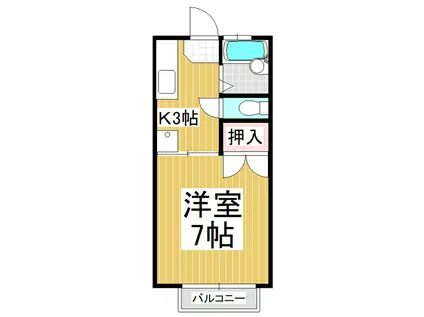 ハイツアズマIII(1K/2階)の間取り写真