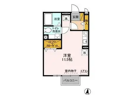 マロンハイムA・B(ワンルーム/2階)の間取り写真