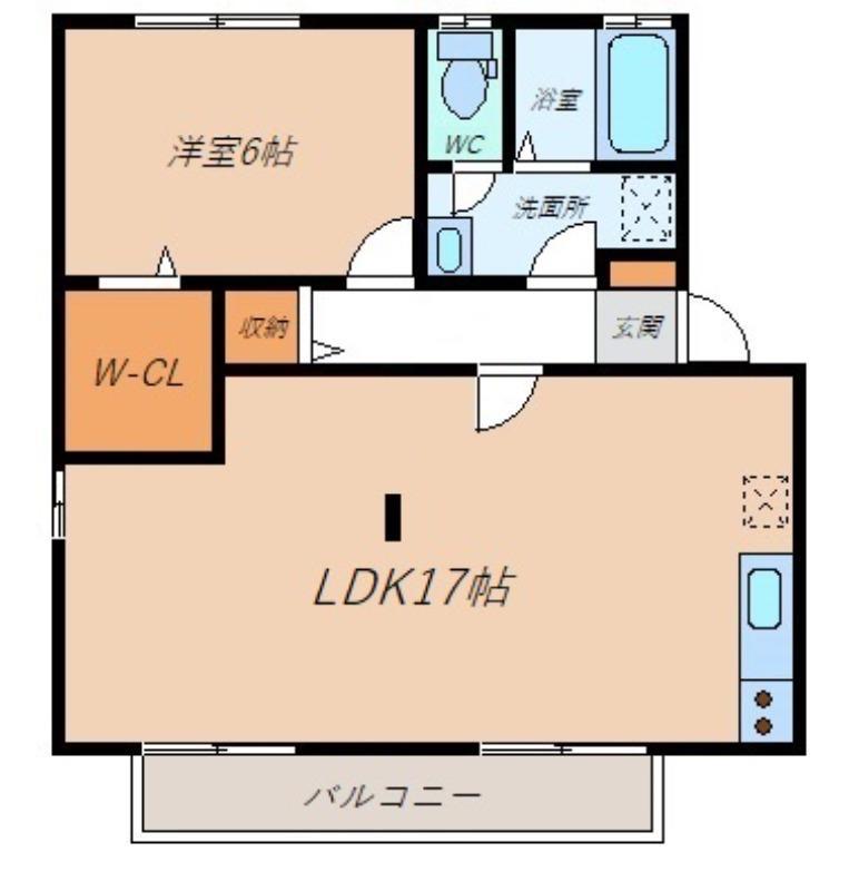 ハイカムール天正寺(1LDK/2階)の間取り写真