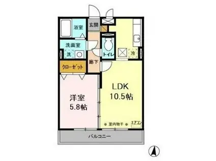 グレースヒルズI(1LDK/1階)の間取り写真