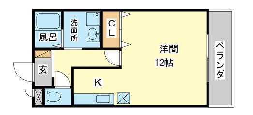 アヴニール今宿(1K/2階)の間取り写真