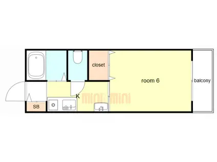 ハイツみのる(1K/1階)の間取り写真