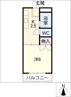 コーポ山の田(1K/1階)の間取り写真