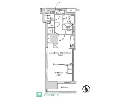 エミリブ鷺ノ宮(1LDK/3階)の間取り写真