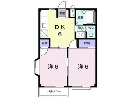 エルディム蘭(2DK/2階)の間取り写真