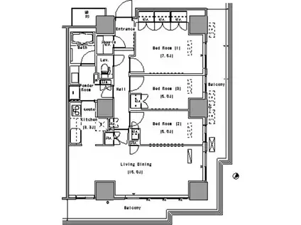 パークアクシス豊洲(3LDK/20階)の間取り写真