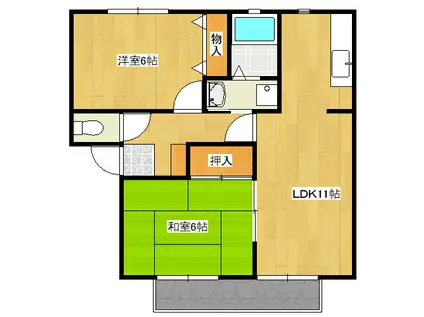 フォレスト東平島 A棟(2LDK/2階)の間取り写真