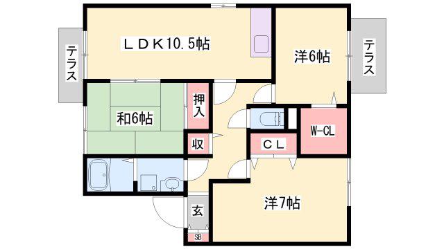 セジュールヒルトップA棟(3LDK/2階)の間取り写真