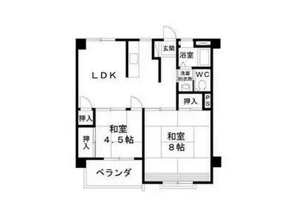 若杉ビル(2LDK/4階)の間取り写真